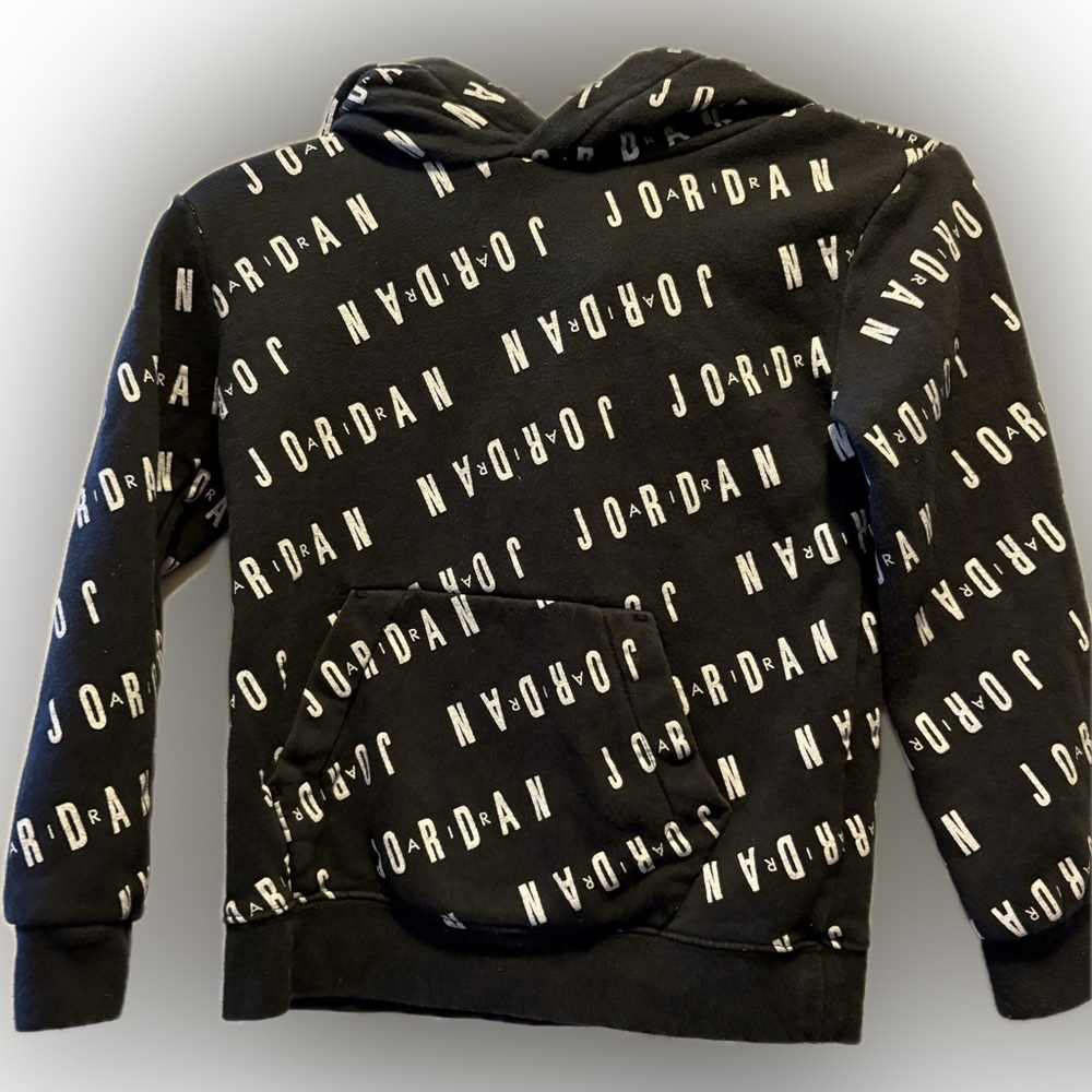 Jordan Black Hoodie with White Jordan Logo across the front and back size 4T